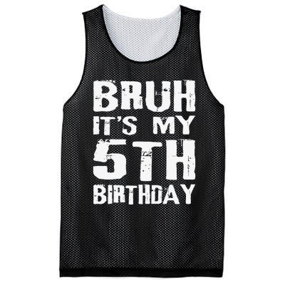 Bruh ItS My 5th Birthday 5 Year Old Boy Mesh Reversible Basketball Jersey Tank