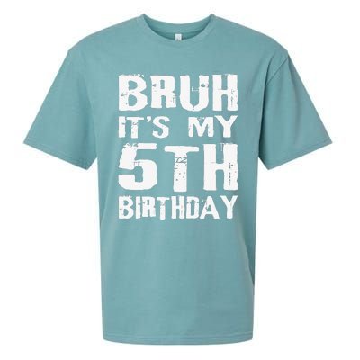 Bruh ItS My 5th Birthday 5 Year Old Boy Sueded Cloud Jersey T-Shirt