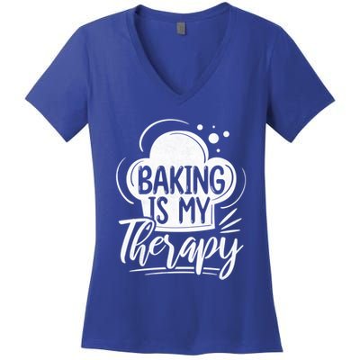 Baking Is My Therapy Baker Cool Gift Women's V-Neck T-Shirt