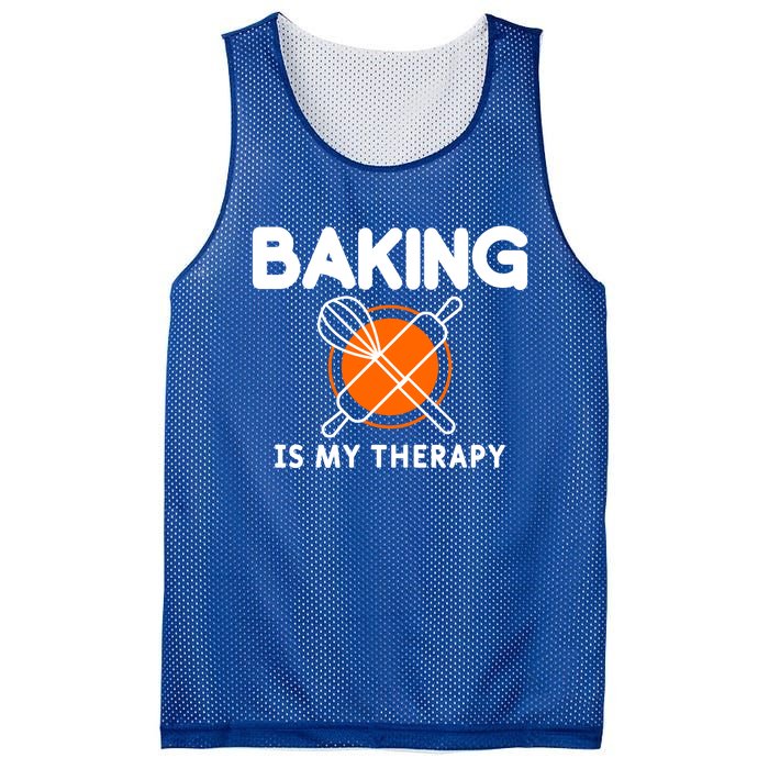 Baking Is My Therapy Bake Baker Cool Gift Mesh Reversible Basketball Jersey Tank