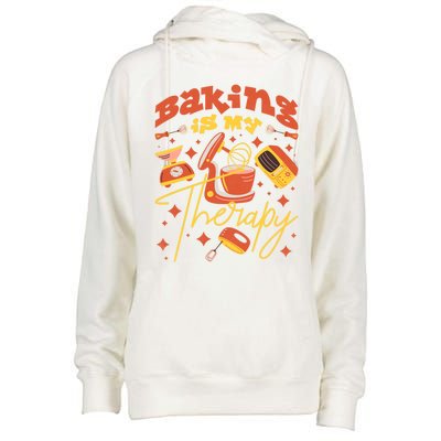 Baking Is My Therapy Baker Gift Womens Funnel Neck Pullover Hood