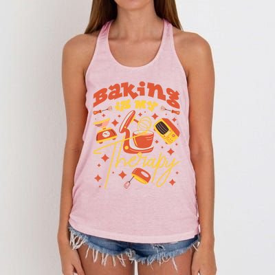 Baking Is My Therapy Baker Gift Women's Knotted Racerback Tank