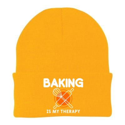 Baking Is My Therapy Bake Baker Gift Knit Cap Winter Beanie