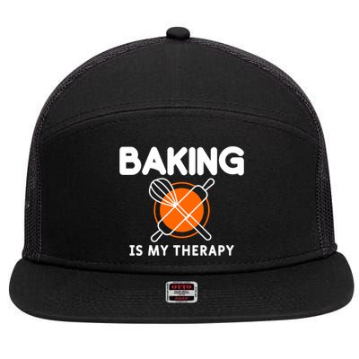 Baking Is My Therapy Bake Baker Gift 7 Panel Mesh Trucker Snapback Hat