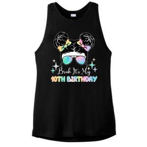 Bruh Its My 10th Birthday Colorful Hair Bun Ladies PosiCharge Tri-Blend Wicking Tank