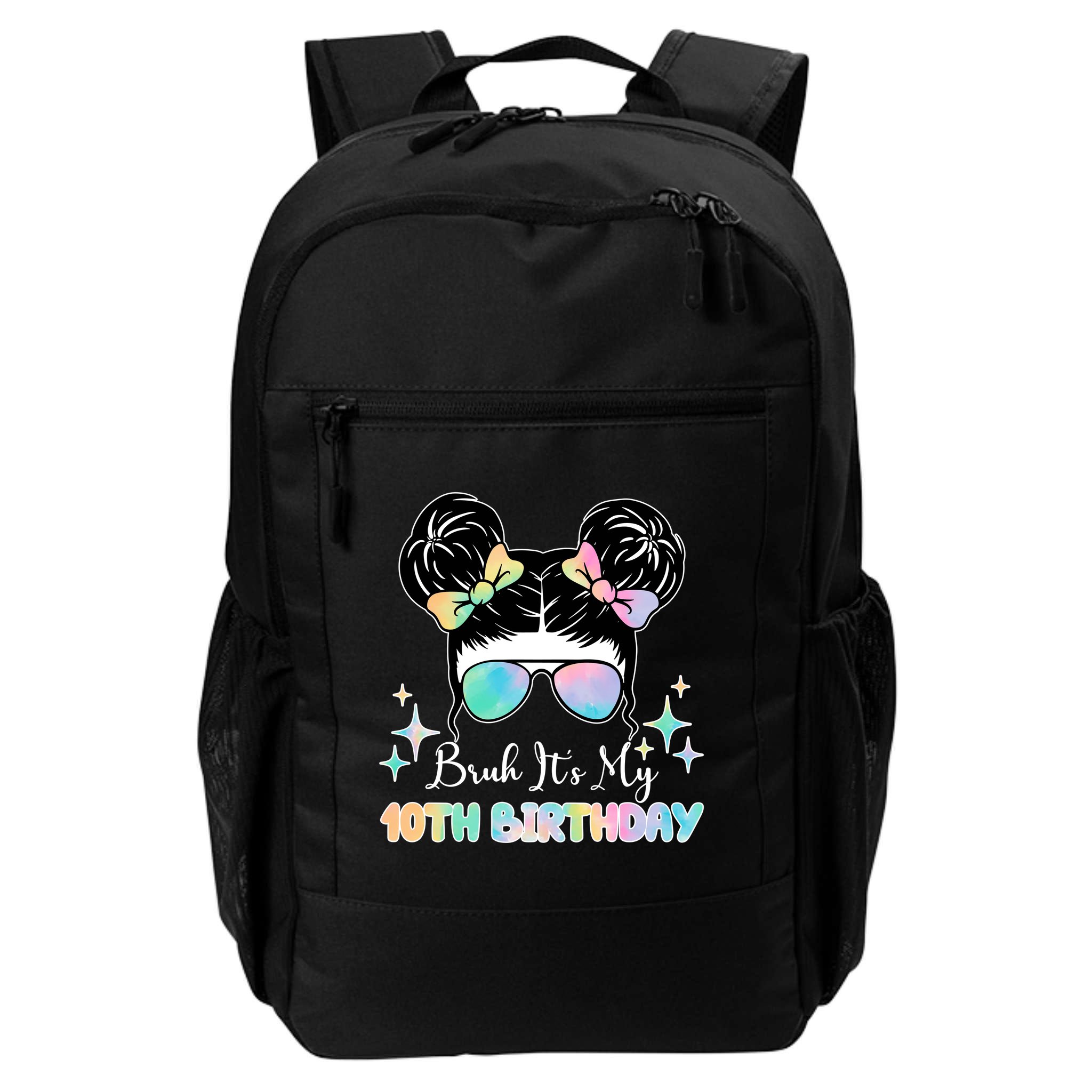 Bruh Its My 10th Birthday Colorful Hair Bun Backpack