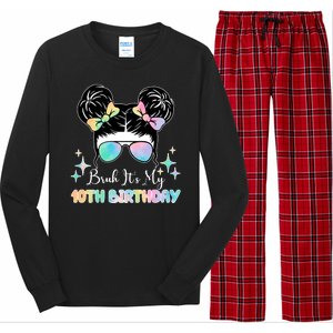 Bruh Its My 10th Birthday Colorful Hair Bun Long Sleeve Pajama Set