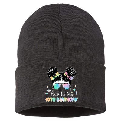 Bruh Its My 10th Birthday Colorful Hair Bun Sustainable Knit Beanie