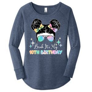 Bruh Its My 10th Birthday Colorful Hair Bun Women's Perfect Tri Tunic Long Sleeve Shirt