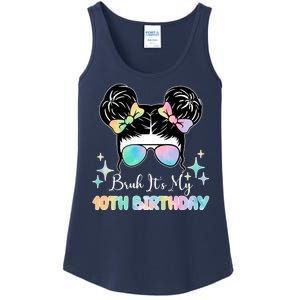 Bruh Its My 10th Birthday Colorful Hair Bun Ladies Essential Tank