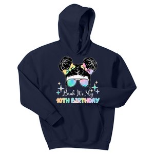 Bruh Its My 10th Birthday Colorful Hair Bun Kids Hoodie