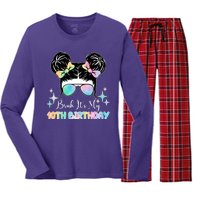 Bruh Its My 10th Birthday Colorful Hair Bun Women's Long Sleeve Flannel Pajama Set 