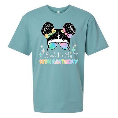 Bruh Its My 10th Birthday Colorful Hair Bun Sueded Cloud Jersey T-Shirt