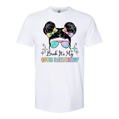 Bruh Its My 10th Birthday Colorful Hair Bun Softstyle® CVC T-Shirt