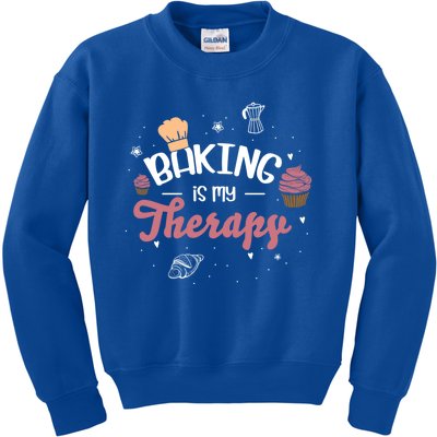 Baking Is My Therapy Design For A Baking Fans Gift Kids Sweatshirt