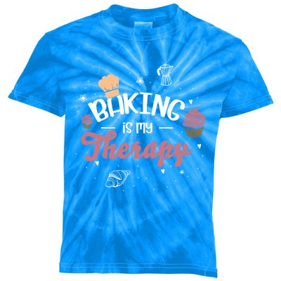 Baking Is My Therapy Design For A Baking Fans Gift Kids Tie-Dye T-Shirt