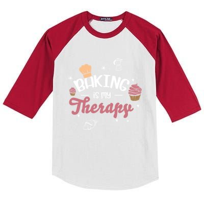 Baking Is My Therapy Design For A Baking Fans Gift Kids Colorblock Raglan Jersey