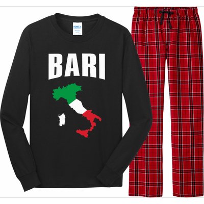 Bari Italy Map T Italian Flag Gift Jersey Long Sleeve Pajama Set