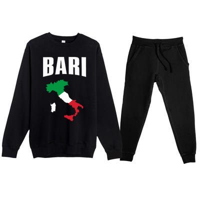 Bari Italy Map T Italian Flag Gift Jersey Premium Crewneck Sweatsuit Set