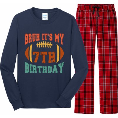 Bruh ItS My 7th Birthday Football 7 Years Old Birthday Long Sleeve Pajama Set