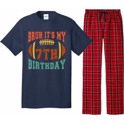 Bruh ItS My 7th Birthday Football 7 Years Old Birthday Pajama Set