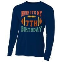 Bruh ItS My 7th Birthday Football 7 Years Old Birthday Cooling Performance Long Sleeve Crew