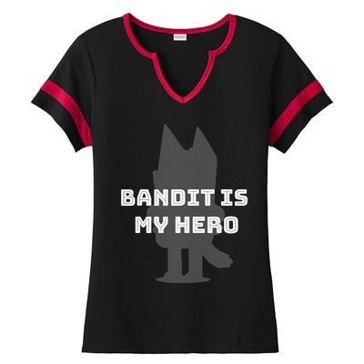 Bandit Is My Hero Funny Show Dad Blue Heeler Dog Ladies Halftime Notch Neck Tee