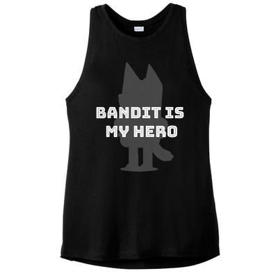 Bandit Is My Hero Funny Show Dad Blue Heeler Dog Ladies PosiCharge Tri-Blend Wicking Tank