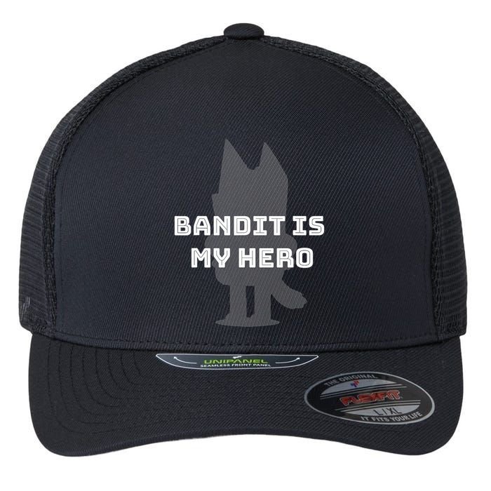 Bandit Is My Hero Funny Show Dad Blue Heeler Dog Flexfit Unipanel Trucker Cap