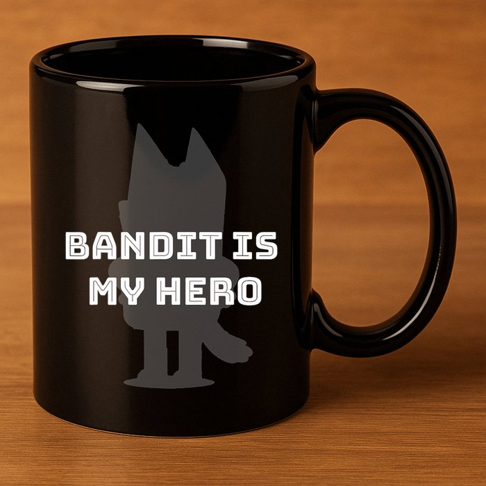 Bandit Is My Hero Funny Show Dad Blue Heeler Dog 11oz C Handle Ceramic Mug