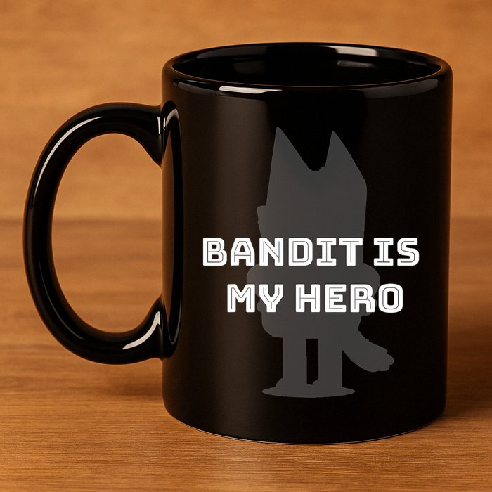 Bandit Is My Hero Funny Show Dad Blue Heeler Dog 11oz C Handle Ceramic Mug