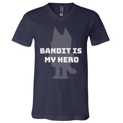 Bandit Is My Hero Funny Show Dad Blue Heeler Dog V-Neck T-Shirt