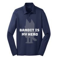 Bandit Is My Hero Funny Show Dad Blue Heeler Dog Silk Touch Performance Long Sleeve Polo