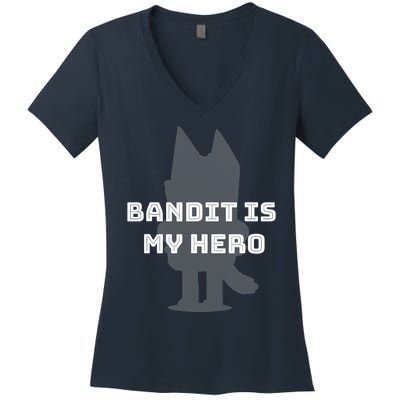 Bandit Is My Hero Funny Show Dad Blue Heeler Dog Women's V-Neck T-Shirt