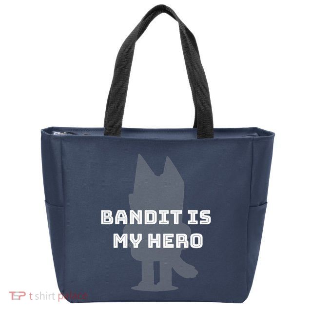 Bandit Is My Hero Funny Show Dad Blue Heeler Dog Zip Tote Bag