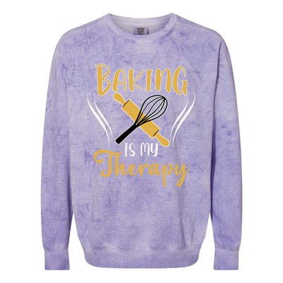 Baking Is My Therapy Bake Flour Cupcake Oven Baking Whisk Gift Colorblast Crewneck Sweatshirt