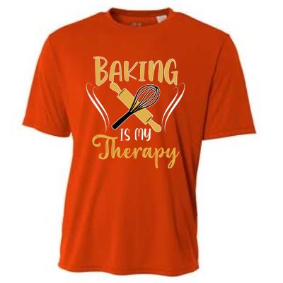 Baking Is My Therapy Bake Flour Cupcake Oven Baking Whisk Gift Cooling Performance Crew T-Shirt