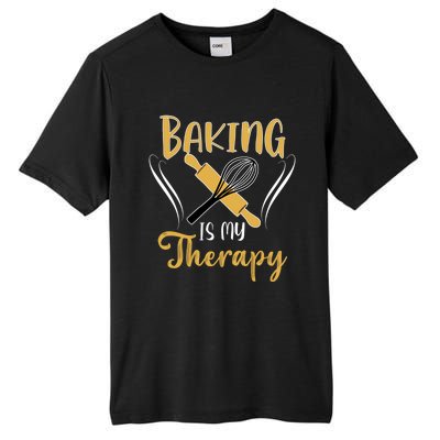 Baking Is My Therapy Bake Flour Cupcake Oven Baking Whisk Gift Tall Fusion ChromaSoft Performance T-Shirt