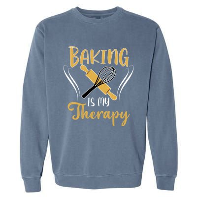 Baking Is My Therapy Bake Flour Cupcake Oven Baking Whisk Gift Garment-Dyed Sweatshirt