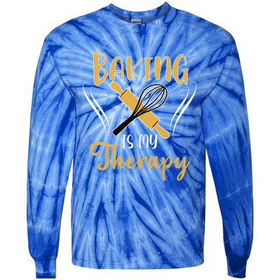 Baking Is My Therapy Bake Flour Cupcake Oven Baking Whisk Gift Tie-Dye Long Sleeve Shirt