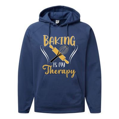 Baking Is My Therapy Bake Flour Cupcake Oven Baking Whisk Gift Performance Fleece Hoodie