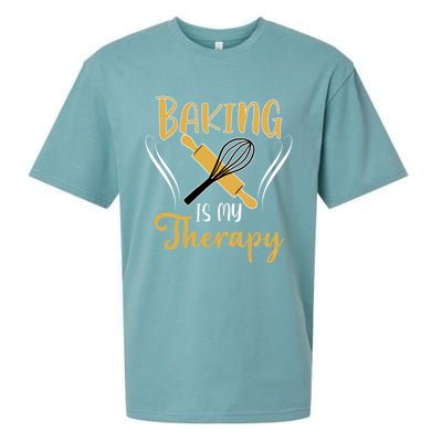 Baking Is My Therapy Bake Flour Cupcake Oven Baking Whisk Gift Sueded Cloud Jersey T-Shirt