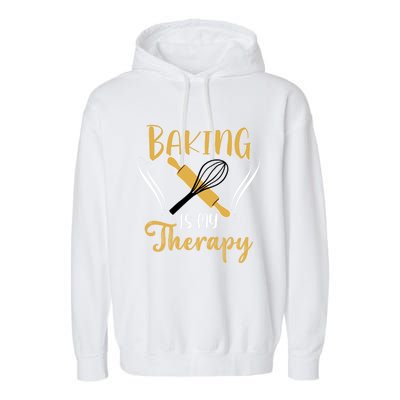 Baking Is My Therapy Bake Flour Cupcake Oven Baking Whisk Gift Garment-Dyed Fleece Hoodie