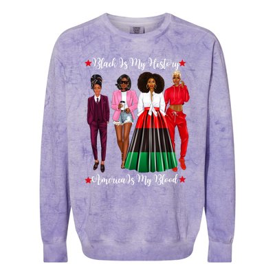 Black Is My History Strong Black Figures Blm Dress Gift Colorblast Crewneck Sweatshirt