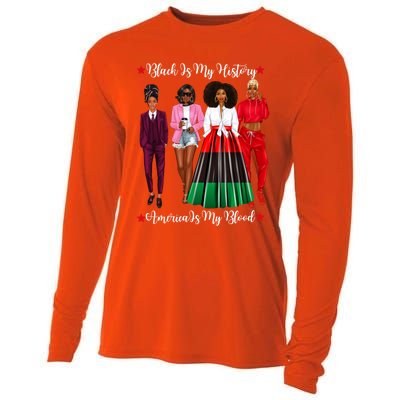 Black Is My History Strong Black Figures Blm Dress Gift Cooling Performance Long Sleeve Crew