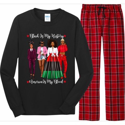 Black Is My History Strong Black Figures Blm Dress Gift Long Sleeve Pajama Set