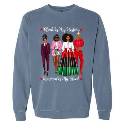 Black Is My History Strong Black Figures Blm Dress Gift Garment-Dyed Sweatshirt