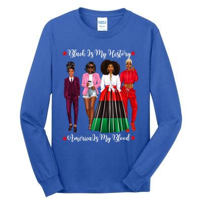 Black Is My History Strong Black Figures Blm Dress Gift Tall Long Sleeve T-Shirt