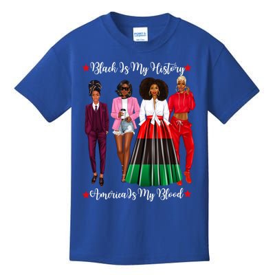 Black Is My History Strong Black Figures Blm Dress Gift Kids T-Shirt