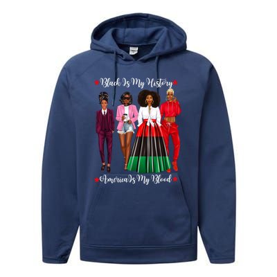 Black Is My History Strong Black Figures Blm Dress Gift Performance Fleece Hoodie